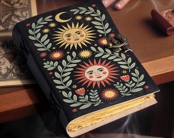 Grimorio de cuero de las fases lunares • Libro de hechizos de las sombras de 400 páginas