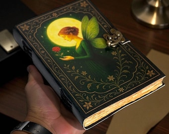 Handmade Fairy Leather Grimoire, Refillable Book of Shadows