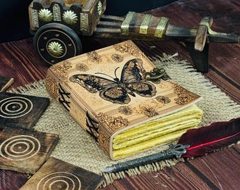 Butterfly Leather Journal: Vintage Handmade Spell Book of Fairy Journal