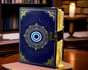 Libro de las Sombras de Cuero del Mal de Ojo – Grimorio Recargable, Libro de Hechizos de Brujería