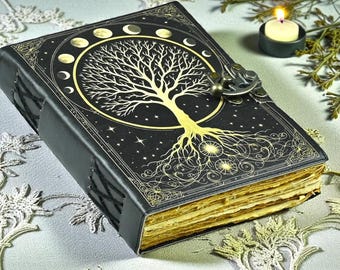 Grimorio de cuero del Árbol de la Vida: Libro de hechizos de las Sombras de 400 páginas