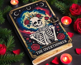 Overthinker Leather Grimoire: Gothic Tarot Journal, Handmade Spell Book