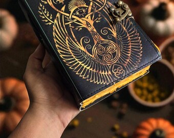 Leather Book of Shadows, Illuminati Eye Grimoire, Witchcraft Spell Notebook