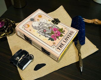The Lovers Tarot Leather Journal - Gothic Grimoire, Deckle Edge Paper