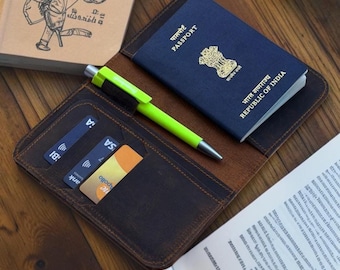 Cartera de piel para pasaporte, cartera de viaje personalizada, funda para pasaporte, tarjetero de piel para pasaporte, regalo de luna de miel