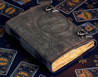 The Book of the Dead Grimoire Journal | Spell Book of Hamunaptra | Mummy’s Evil Prop Replica Egyptian Leather Journal with Deckle Edge page