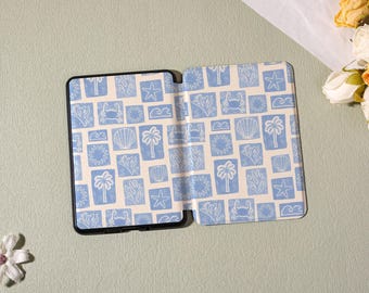Fresh Blue Custom Design Case,Kindle Auto Wake/Sleep Case for Paperwhite 12/11/10th,Kindle Colorsoft Cover,Kobo Clara/Libra Case,with Strap