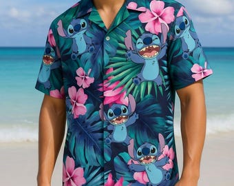 Disney Stitch Hawaiian Shirt Tropical Flower Pattern Beach Lovers Gift, Cruises Summer Vacation Trip