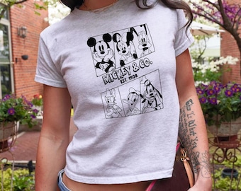 Camiseta retro de Mickey Mouse y sus amigos Y2K para bebé, adorable Mickey Mouse, regalo para ella
