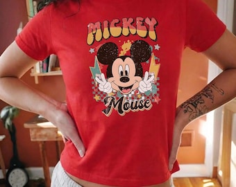 Camiseta retro de Mickey Mouse Y2K para bebé, camisa vintage de Mickey Mouse de los 90, regalo para ella