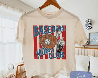 Camiseta corta cuadrada del Baseball Moms Club, moderna camiseta de colores cómodos para mamás con diseño de rayas.
