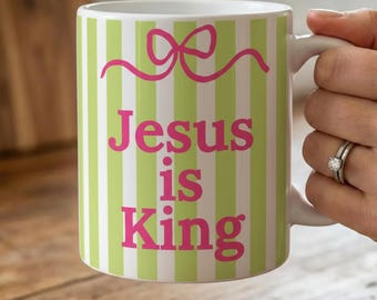 Taza "Jesús es Rey", taza de café cristiana, regalo religioso, artículos inspiradores