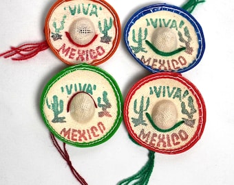 Viva Mexico Mini Sombrero Trinket Hairclip - Set of 4 - Rave trinket sprouts- Festival Accessories- Mexican Trinket