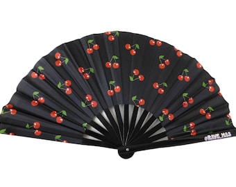 Cherry Print- Rave Fan- Festival Accessories - Cute Rave Fan- Rave Essentials