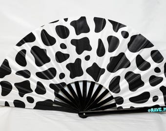 Howdy! Cow Print Rave Fan- Cowboy- Festival Accessory- Rodeo Accessory
