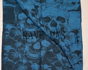 Floral Skull Pashmina - Festival Accessory - Rave Pashmina