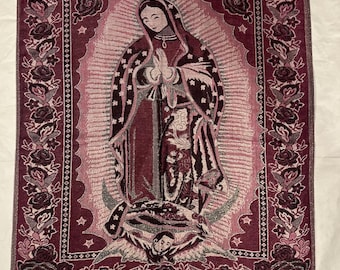 Virgin Mary- La Virgen de Guadalupe- Pashmina Black and white Fringes - Inverted shawl- Festival Accessory- Rave Pashmina- Rebozo- Bufanda