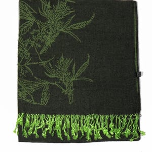 Mary Jane Cannabis Green Weed Pashmina- Marijuana Pash Inverted- Two Sided- Festival Accessory image 2