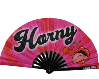 Horny Large bamboo rave fan - Festival Accessory- Funny Rave Fan