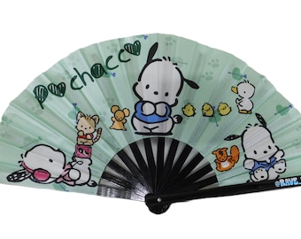 Cute Puppy Large hand fan- Festival Accessory - Rave Fan- Kawaii - Rave