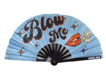 Blow Me Large Rave Fan: Bamboo Handle