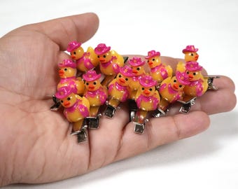 Mini Cowgirl Duck Rave Trinkets Hairclips set of 12 - Hairclip sprouts- Festival Accessories - whimsical