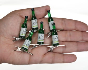 Mini Soju hairclips rave trinkets Set of 6 - Festival Accessories - Rave sprouts - miniature Beers