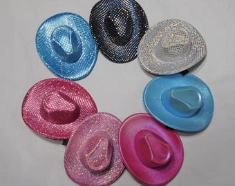 Mini Cowboy Hats trinkets  hairclips Set of 6 - Rave trinkets - Mixed Colors - rave sprouts - rave accessories