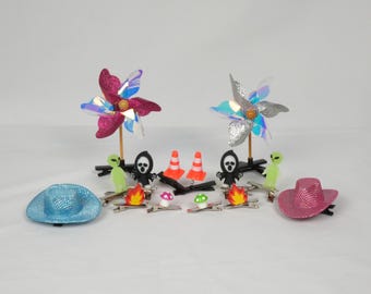 Mixed Trinket Bundle 14 Piece Rave Sprouts - Festival Accessories- Rave Trinkets- mini hair clips - whimsical