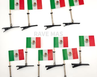 Mexican Flag Hair clip trinket set of 10 - Rave Trinkets sprouts - Festival Accessories-  Mini Hairclips Soccer Futbol