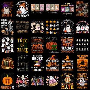 Halloween-mattelärare PNG, mattelärare PNG, sublimeringsdesign för matematikgrupp, läskig matematik PNG, ny mattelärare-present PNG