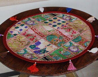 Runner/tovaglietta rotonda patchwork rosa fatta a mano – 18x18 pollici