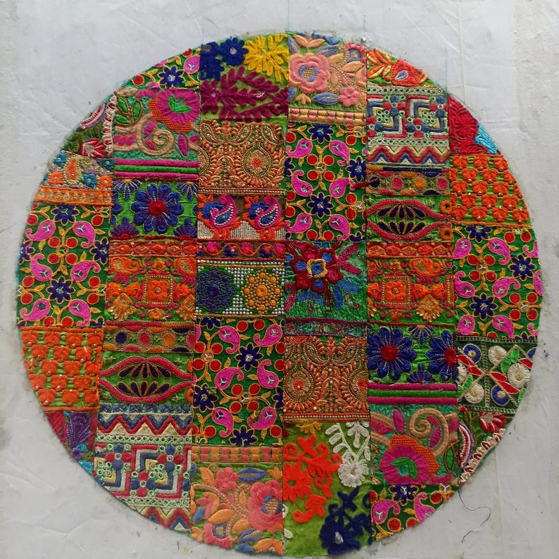 Runner da tavola rotondo patchwork fatto a mano, 36*36 pollici immagine 7