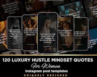 Luxury Hustle Mindset Quotes: Social Media Content (Canva Editable Digital Download)