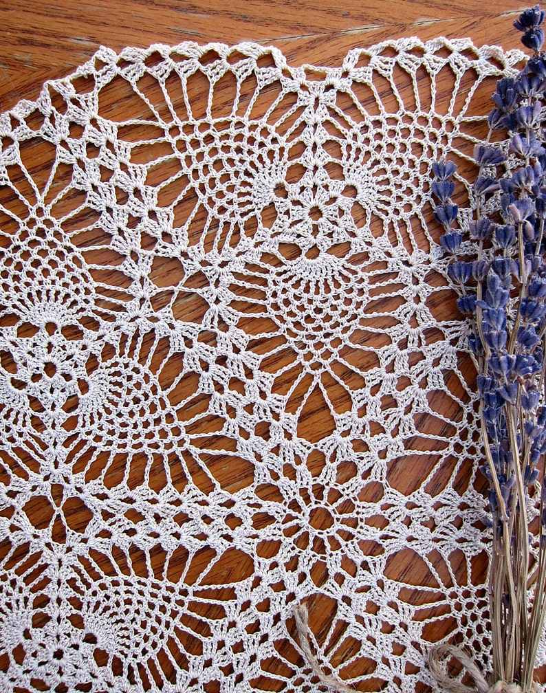Vintage Hand Crocheted Ecru Lace Doily 14 Triangular Etsy