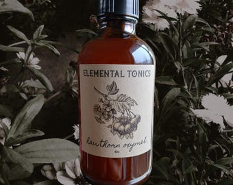 Hawthorn Oxymel Elixir: Organic ACV, Local Honey, Wildcrafted Berries (4 fl oz)