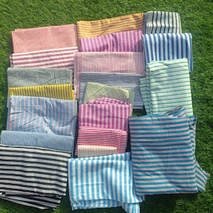 Indian Striped Print Cotton Fabric Fat Quarter Bundle: Quilting Scraps for Craft Projects and Gifts