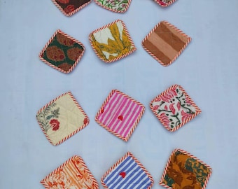 Quilted Fabric Coasters, Reversible Washable Mug Rug,Housewarming gift, Coffee table decor, Tea Lover gift, Gift For Mum,Coasters For Drinks