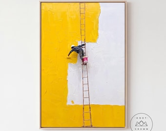 Miniatyrkonst på canvas, Stadsarkitektur, Tung impastokonst, Flytande stadskonst, Surrealistisk väggkonst, Himmelskonst, Vertikal canvaskonst, 3D-texturerad C