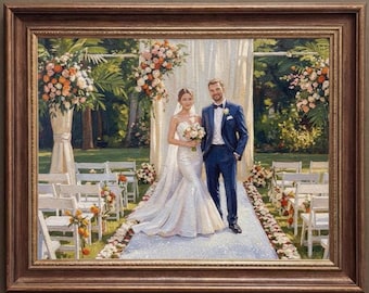 100% handgemaltes benutzerdefiniertes Hochzeitsölgemälde | 3D-Brautportrait vom Foto | Personalisierte Jubiläumsgeschenk, romantische Ehe Kunst