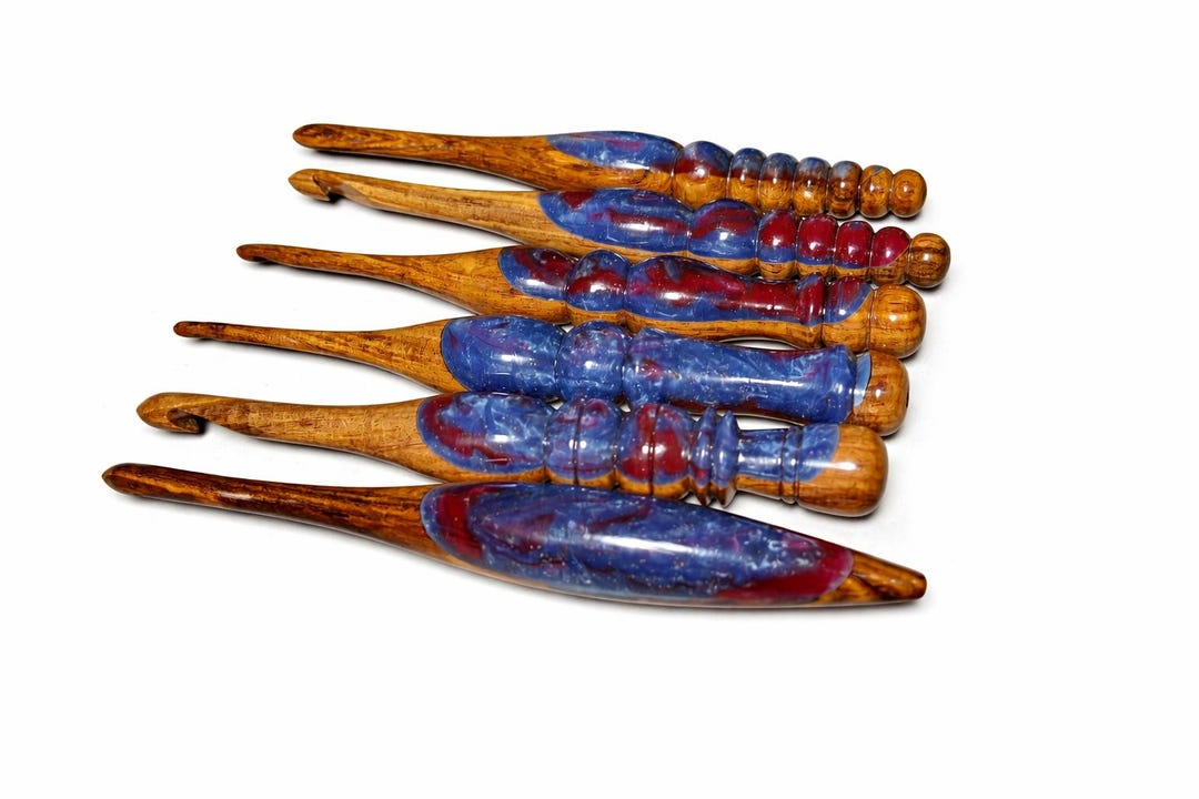 Handcrafted Rosewood and Resin Handles Crochet Hook 4 Mm to 10 Needles ...