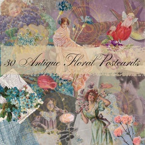 Antique Floral Postcards: 1900s Edwardian Ephemera (Digital Download)