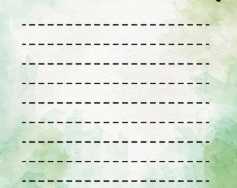 Puede incluir: Un bloc de notas de lista de tareas de estilo acuarela con una ilustración de mariposa. El bloc de notas presenta un fondo de acuarela verde y blanco, líneas discontinuas para escribir y las palabras "To Do List" en la parte superior.