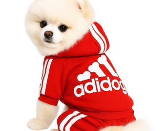 Tuta con cappuccio per cani: tuta in misto cotone per cani di piccola/media taglia