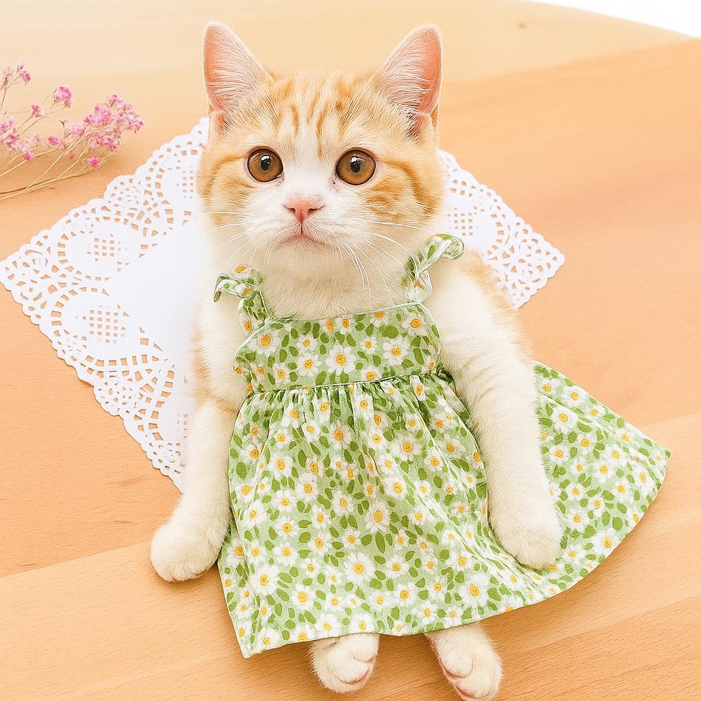 Floral Cat Dress: Lightweight Cotton Summer Outfit - Etsy Israel