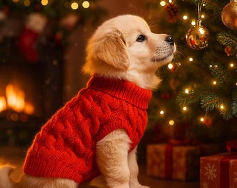 Weihnachten Zopfmuster Hundepullover, gemütlicher Welpen Pullover
