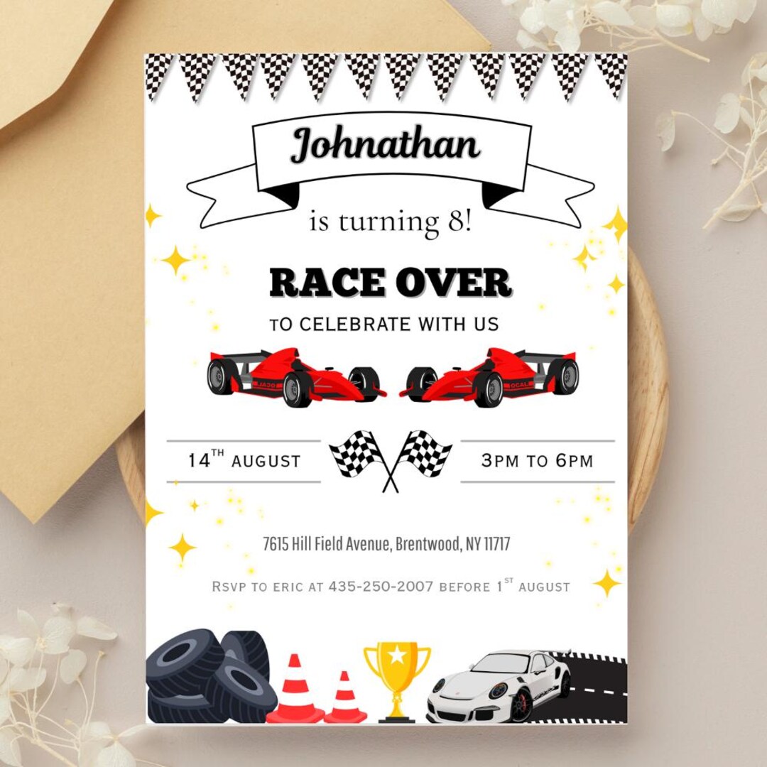 Invitations In Racing Example Editable Race Car Invitation, F1 Birthday Party, Digital Download ...