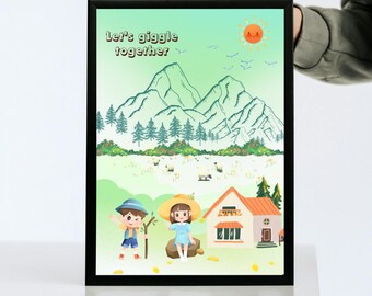 Cartoon Children Nursery Print – Playroom A4 Wall Art (Digital Download)