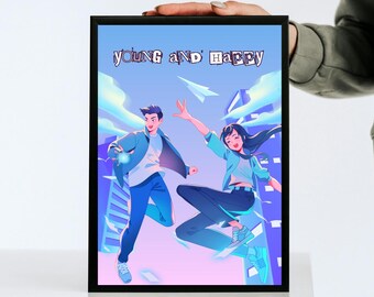 Teen Cartoon Poster | Motivational Wall Art | Playful Youth Room Decor| Printable Digital Download