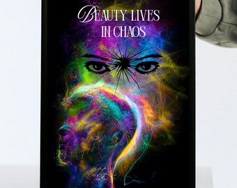 Psychedelic Abstract Art Print: Beauty Lives in Chaos| Minimalist Wall Art| Silhouette Decor